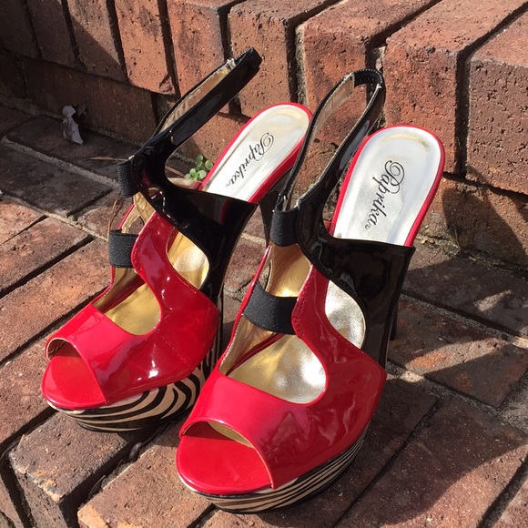 COLOR BLOCK MULTI ZEBRA PLATFORM PATENT SUEDE HEEL - Picture 4 of 6